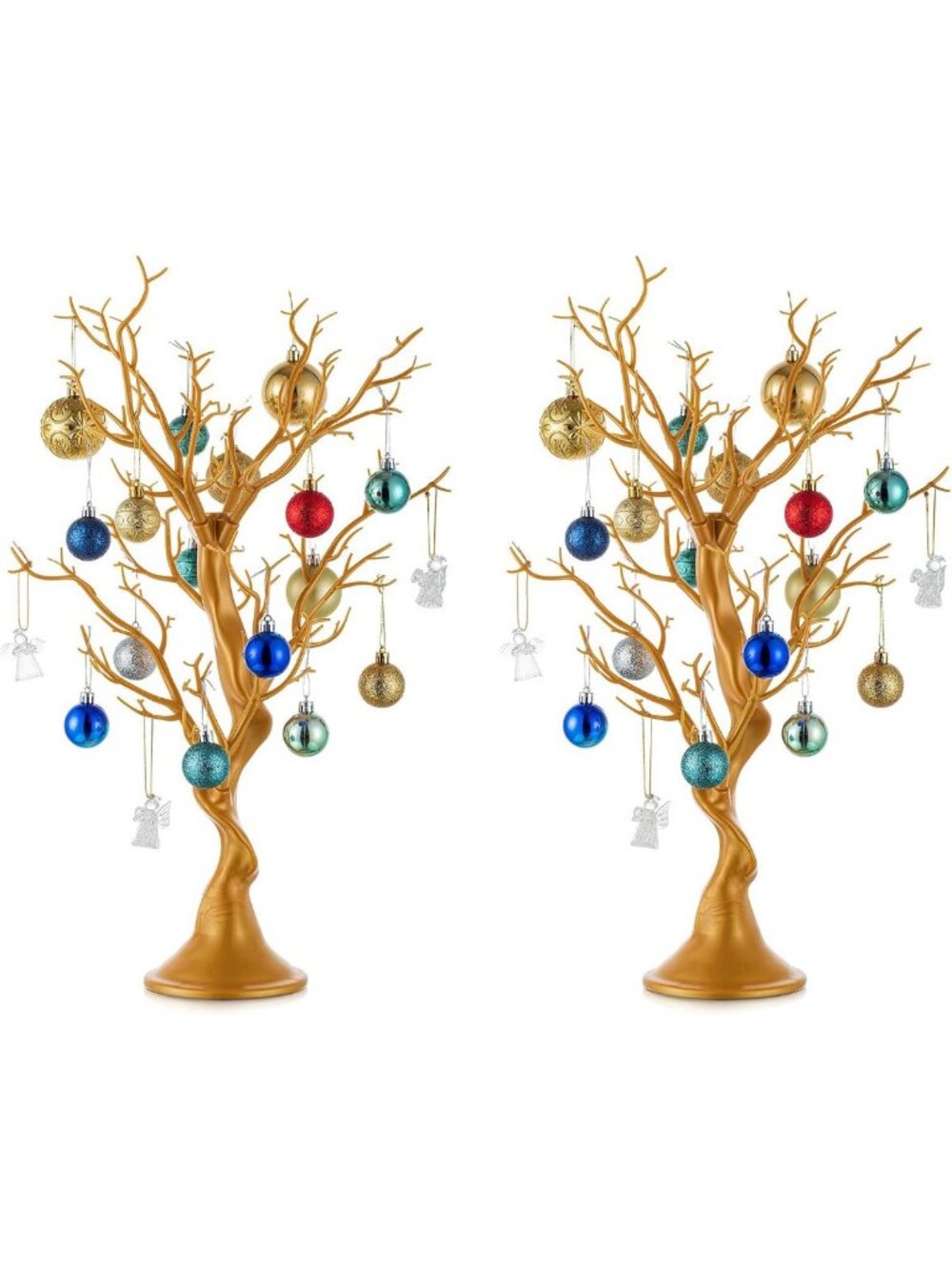 22.8 Inch Gold Artificial Christmas Tree Branches - Festive Holiday Decor, 2 Pcs